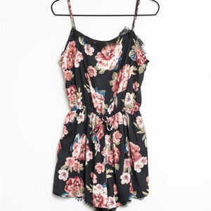 Hollister lingerie sexy feminine  floral romper lace trim adjustable straps date